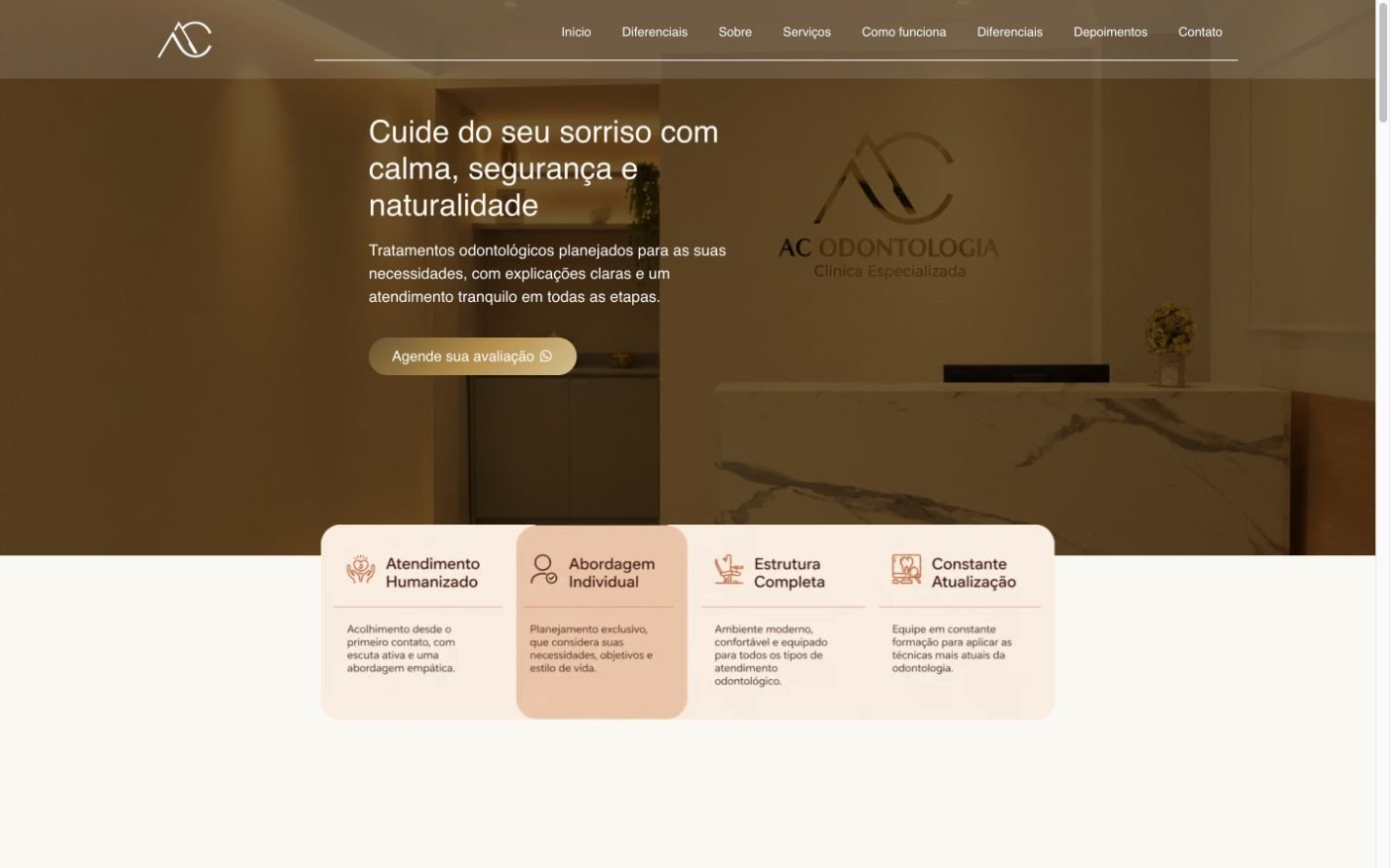 Exemplo de site desenvolvido pela VERAX — versão computador