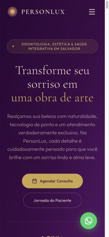 Exemplo de site desenvolvido pela VERAX — versão celular