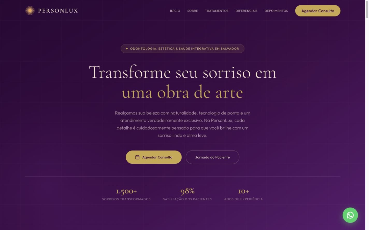 Exemplo de site desenvolvido pela VERAX — versão computador